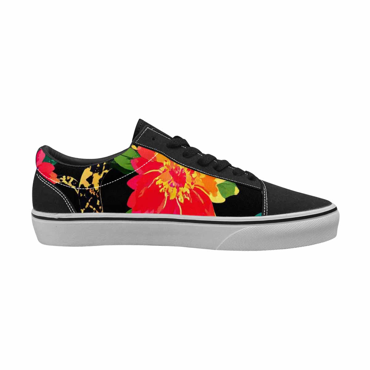 WOMEN'S Floral Snake Print Canvas Lace-Up Surreal Sneakers