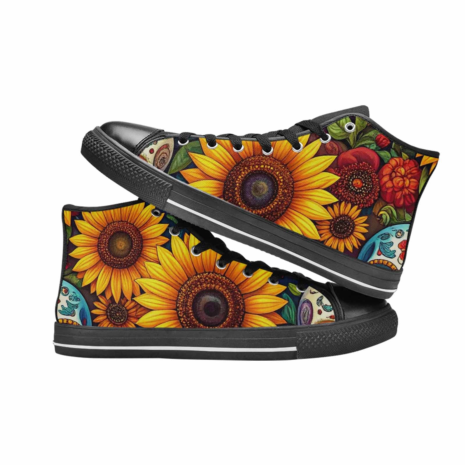 MEN'S Sunflower Skulls Print High Top Canvas Dark Academia Shoes