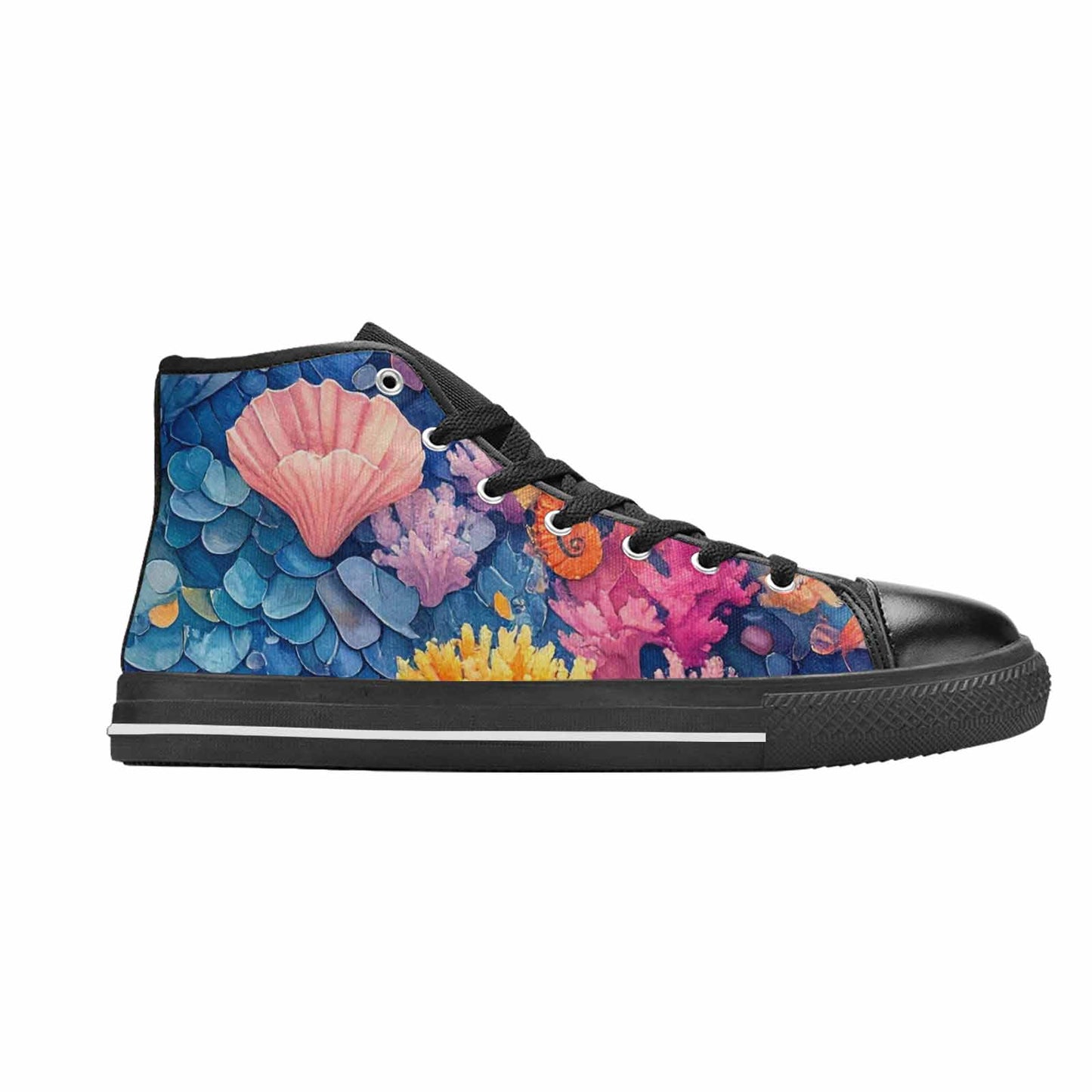 MEN'S Fish Scale Coral High Top Canvas Vivid Shoes