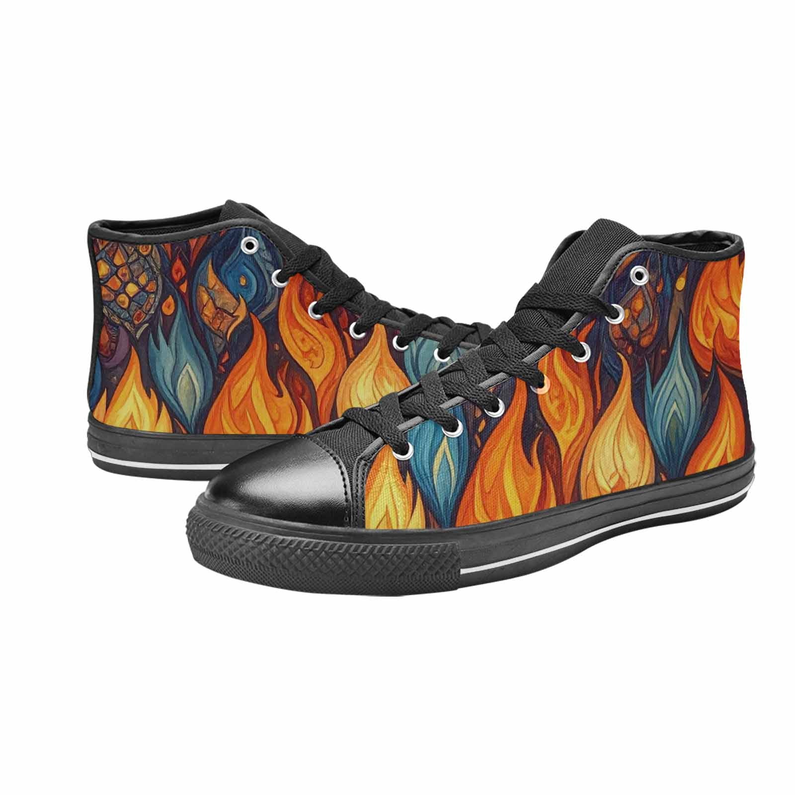 MEN'S Fire Flame High Top Canvas Dark Academia Sneakers