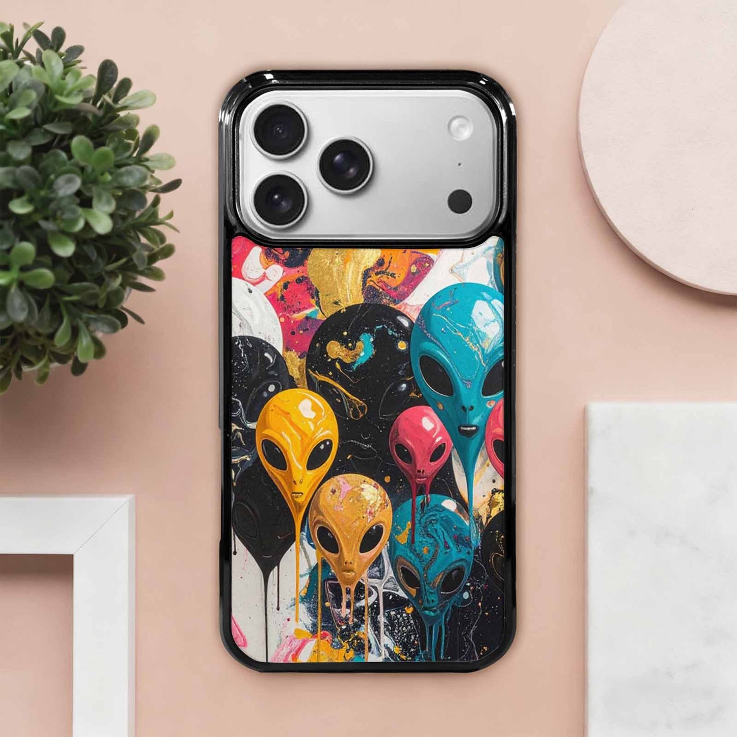 iPhone 17 Pro Max Case — Aliens Marblealiens Pattern Alien Scifi, Custom Print Case Cover