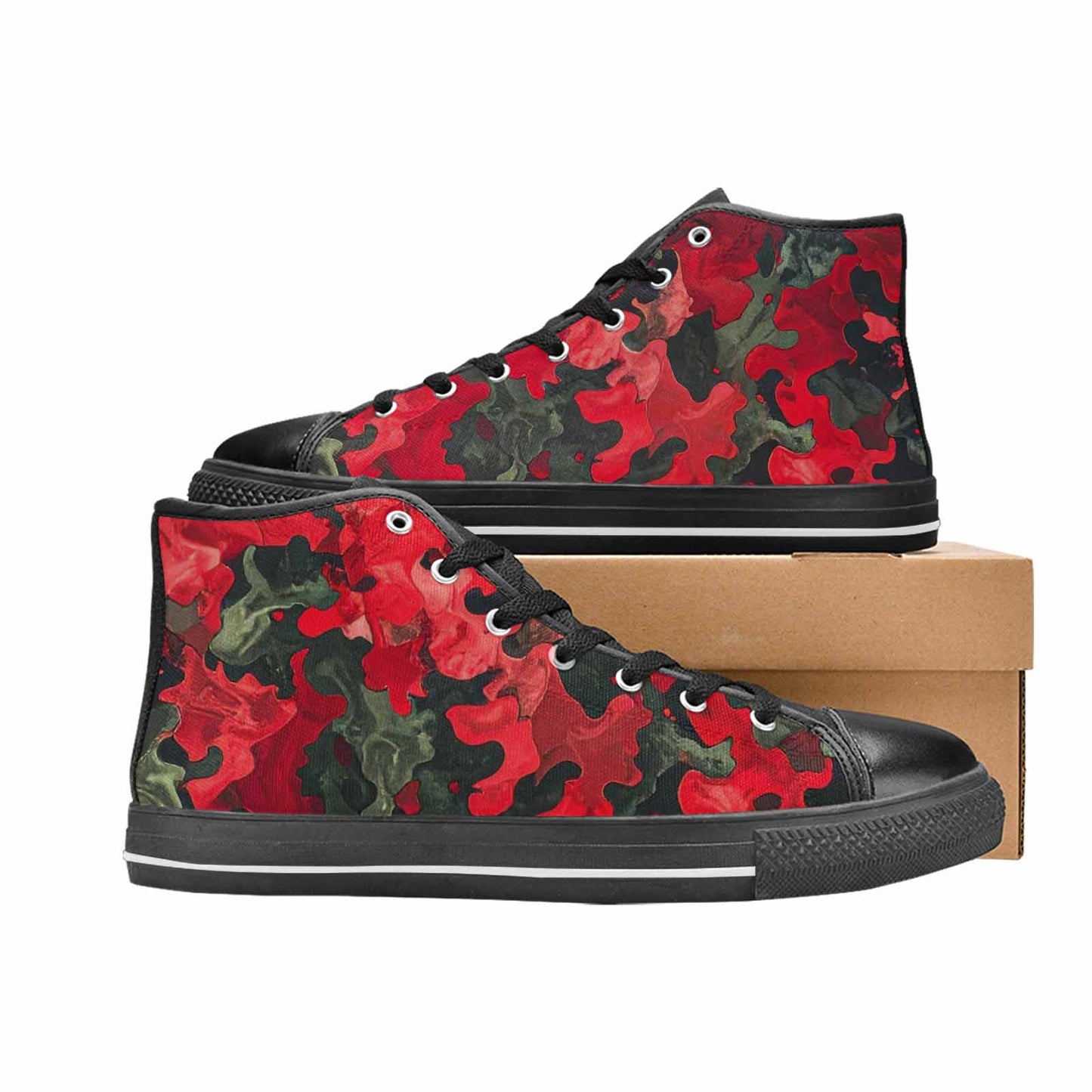 MEN'S Military Camouflage Blotch High Top Canvas Vibrant Chaos Sneakers