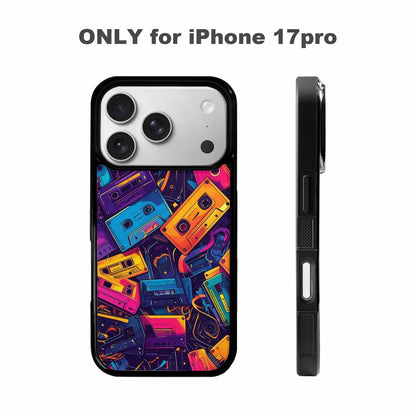 iPhone 17 Pro Case — Retro Cassette Tape Pattern Hundreds Retro, Custom Print Case Cover