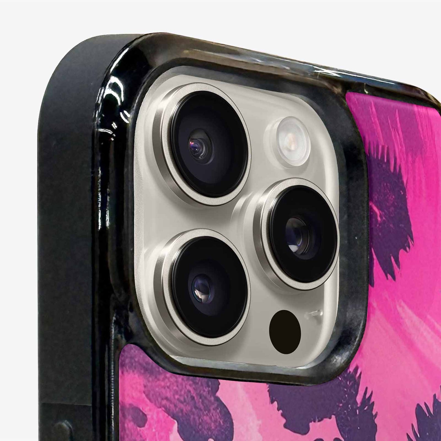 iPhone 15 Pro Max Case — Leopard Neon Pink Teal Airbrush, Custom Printed Phone Case