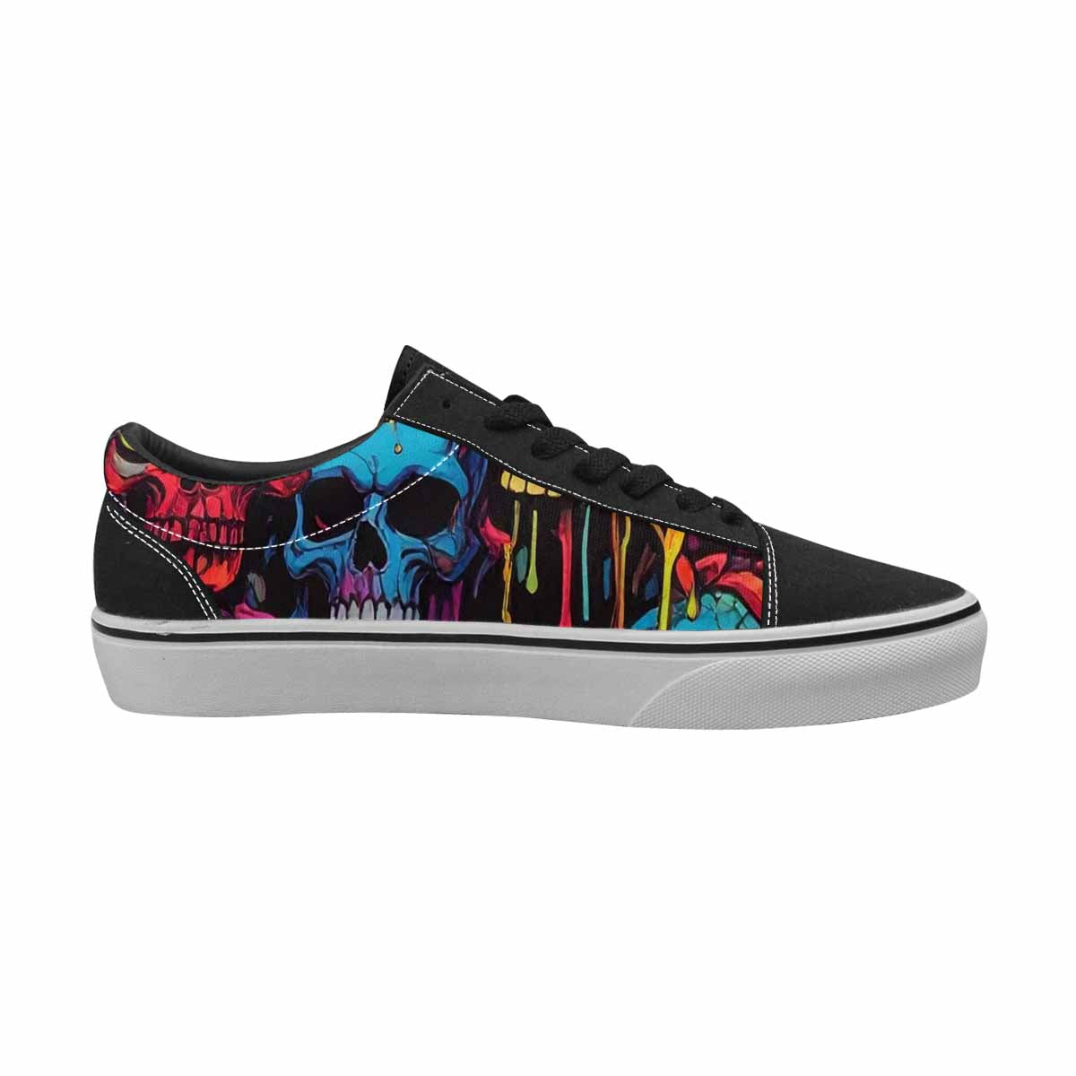 WOMEN'S 1000s Skulls Digital Camo Lace-Up Canvas Kaleidoscope Custom Sneakers