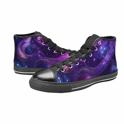 WOMEN'S Galaxy Snake Print High Top Canvas Surreal Shoes