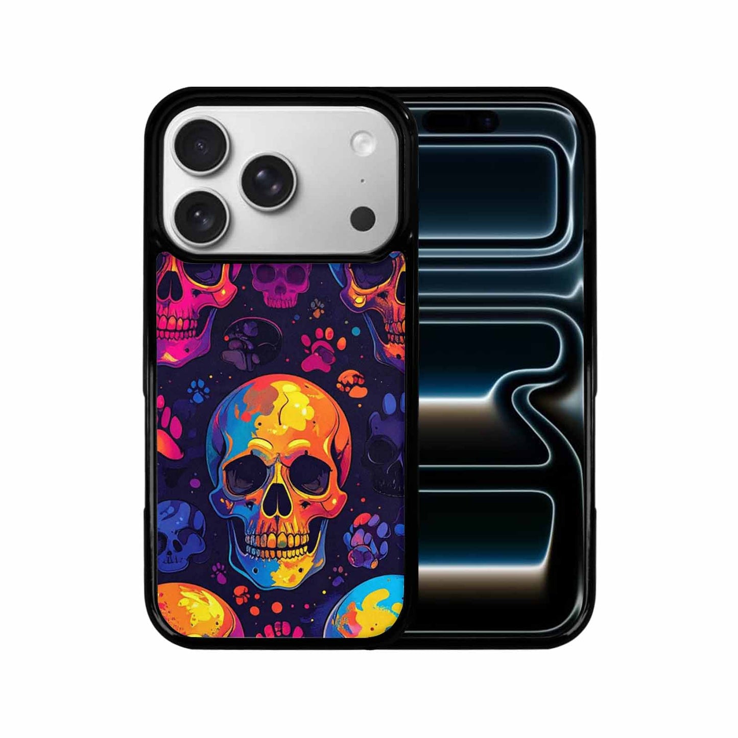 iPhone 17 Pro Case — Iridescent Millions Of Paw Gothic Skulls, Custom Designed Case Cover