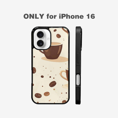 iPhone 16 Case — Coffee Cup And Bean Pattern Seamless, Custom Printed Phone Case