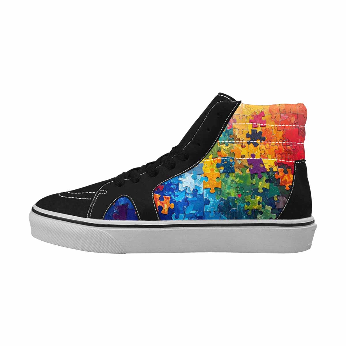 MEN'S Autism Puzzle Pieces High Top Canvas Dark Academia Custom Sneakers
