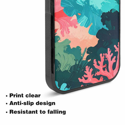 iPhone 15 Plus Case — Camo Coral Turquoise, Original Design Phone Case