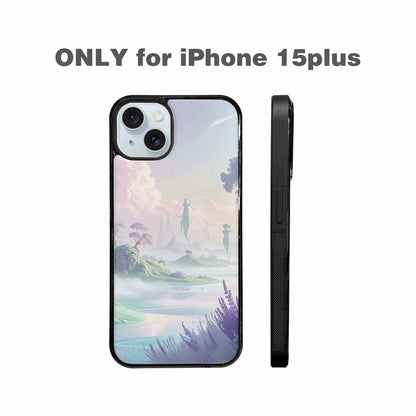 iPhone 15 Plus Case — Surrealist Dreamscape Illustration Pattern, Custom Print Case Cover