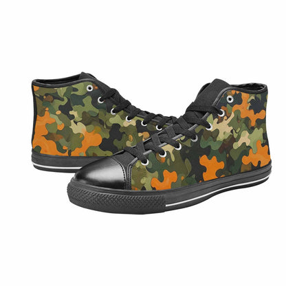 WOMEN'S Military Camouflage Blotch High Top Canvas Vibrant Chaos Custom Sneakers