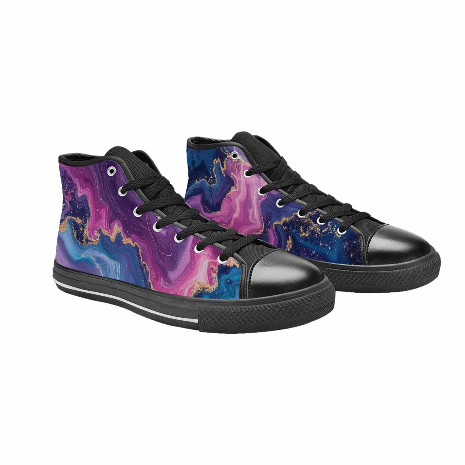 MEN'S Marble Galaxy High Top Canvas Vibrant Chaos Sneakers