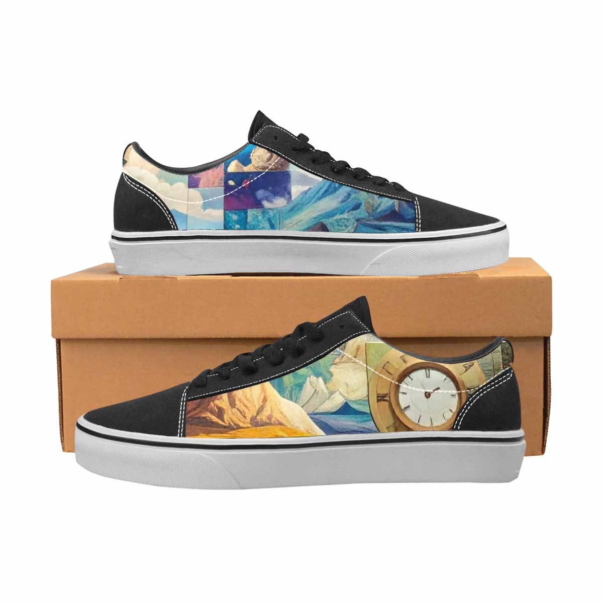 WOMEN'S Surreal Dream Fragment Lace-Up Canvas Wallpaper Art Sneakers