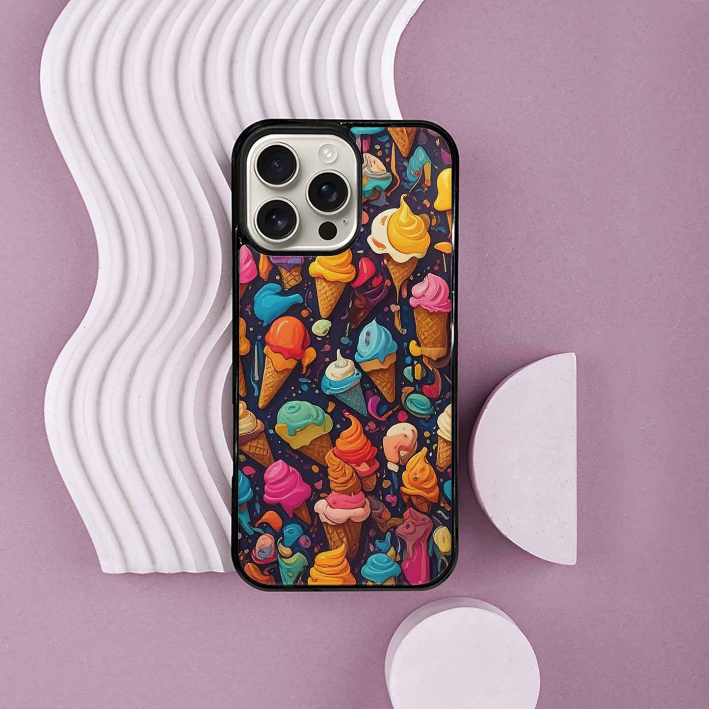 iPhone 16 Pro Max Case — Ice Cream Motif Ice Cream Motifs, Custom Print Case Cover