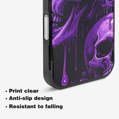 iPhone 16 Plus Case — Monochrome Purple Skeletons Neon Drip Melting, Custom Made Phone Cover