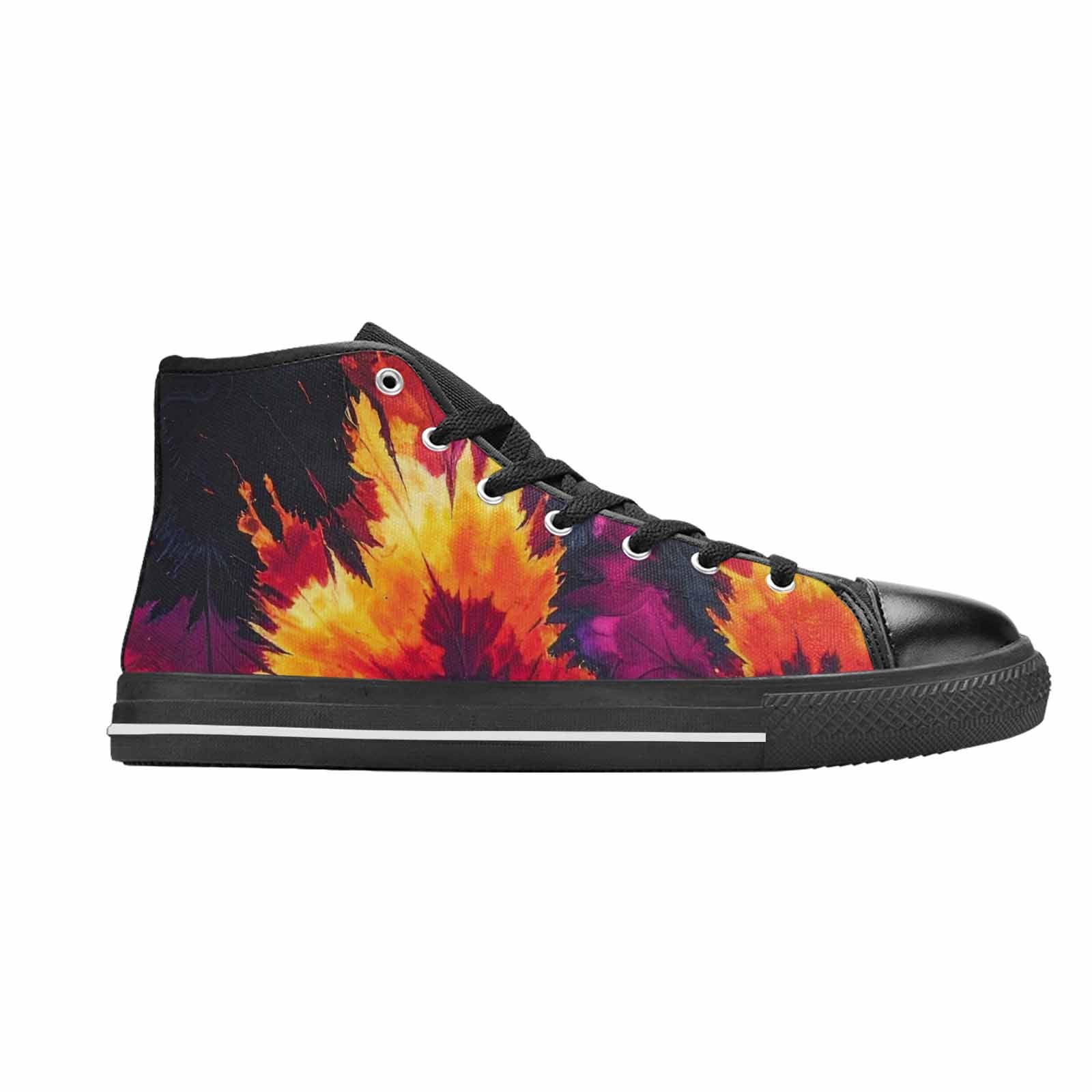 MEN'S Tie Dye Dark High Top Canvas Neon Fantasy Custom Shoes