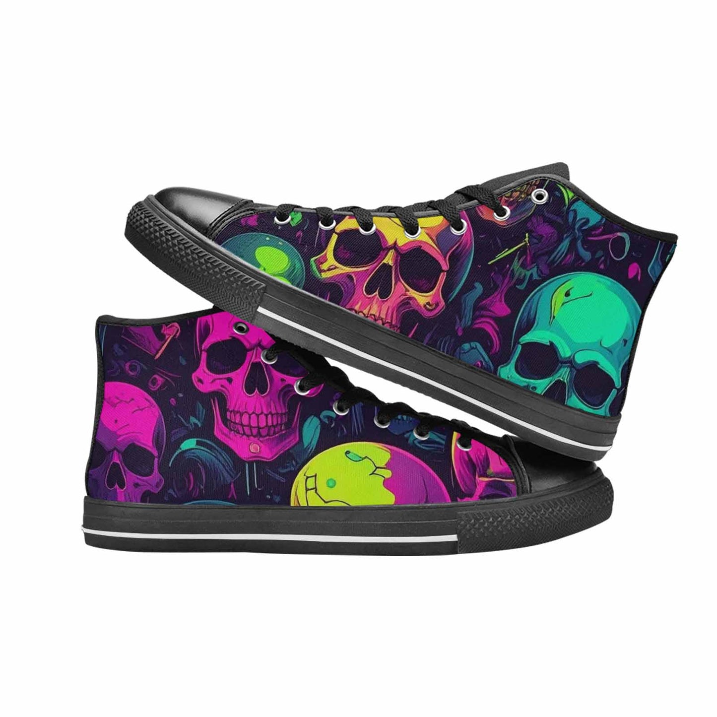 MEN'S Skulls - Neon High Top Canvas Y2K Sneakers