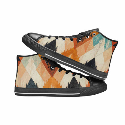 WOMEN'S Southwestern Geometric Diamond High Top Canvas Wallpaper Art Custom Sneakers