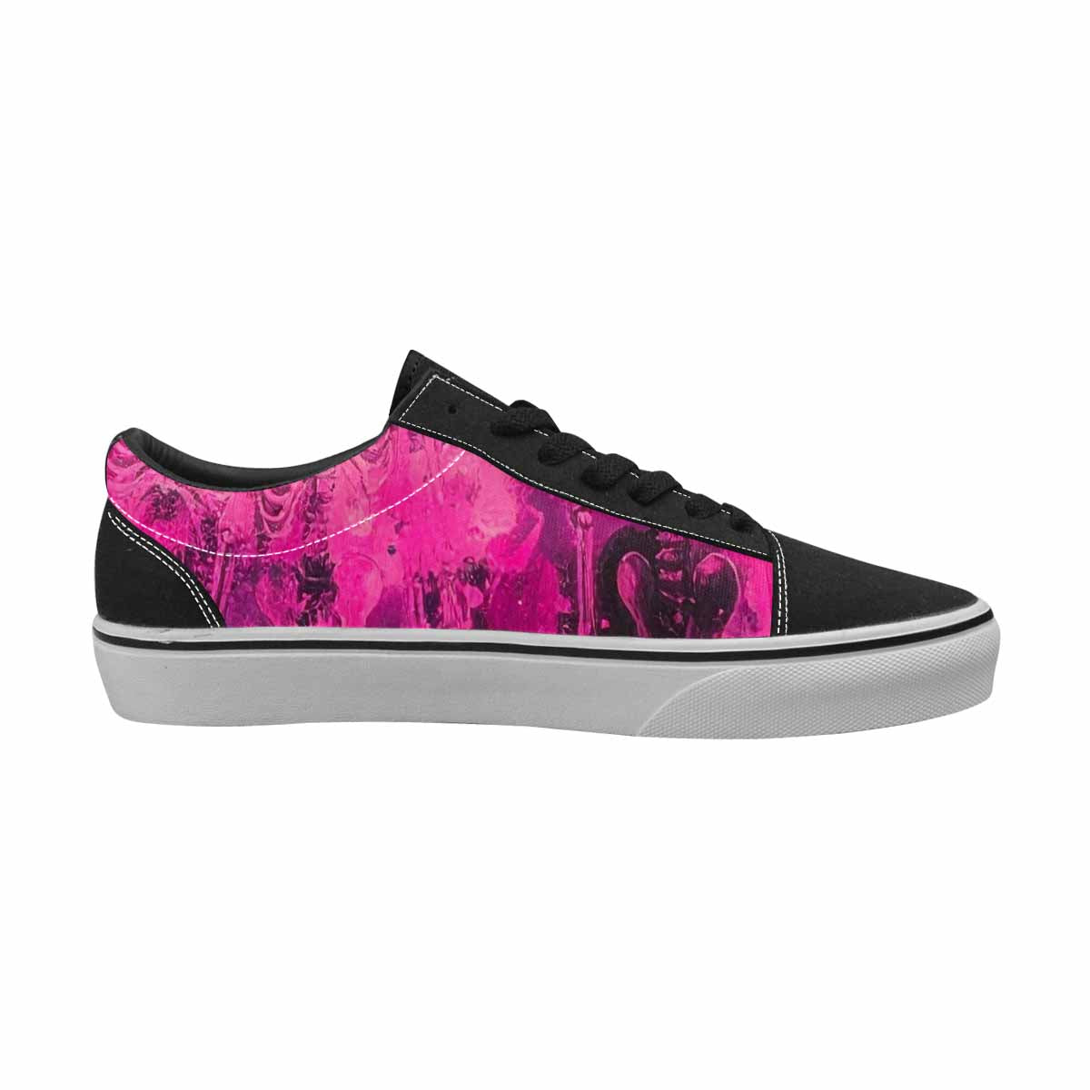 WOMEN'S Skeletons  Neon Pink Lace-Up Canvas Vivid Sneakers