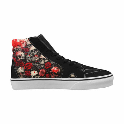 WOMEN'S Skulls Black & Red Ink High Top Canvas Personalized Wallpaper Art Custom Sneakers