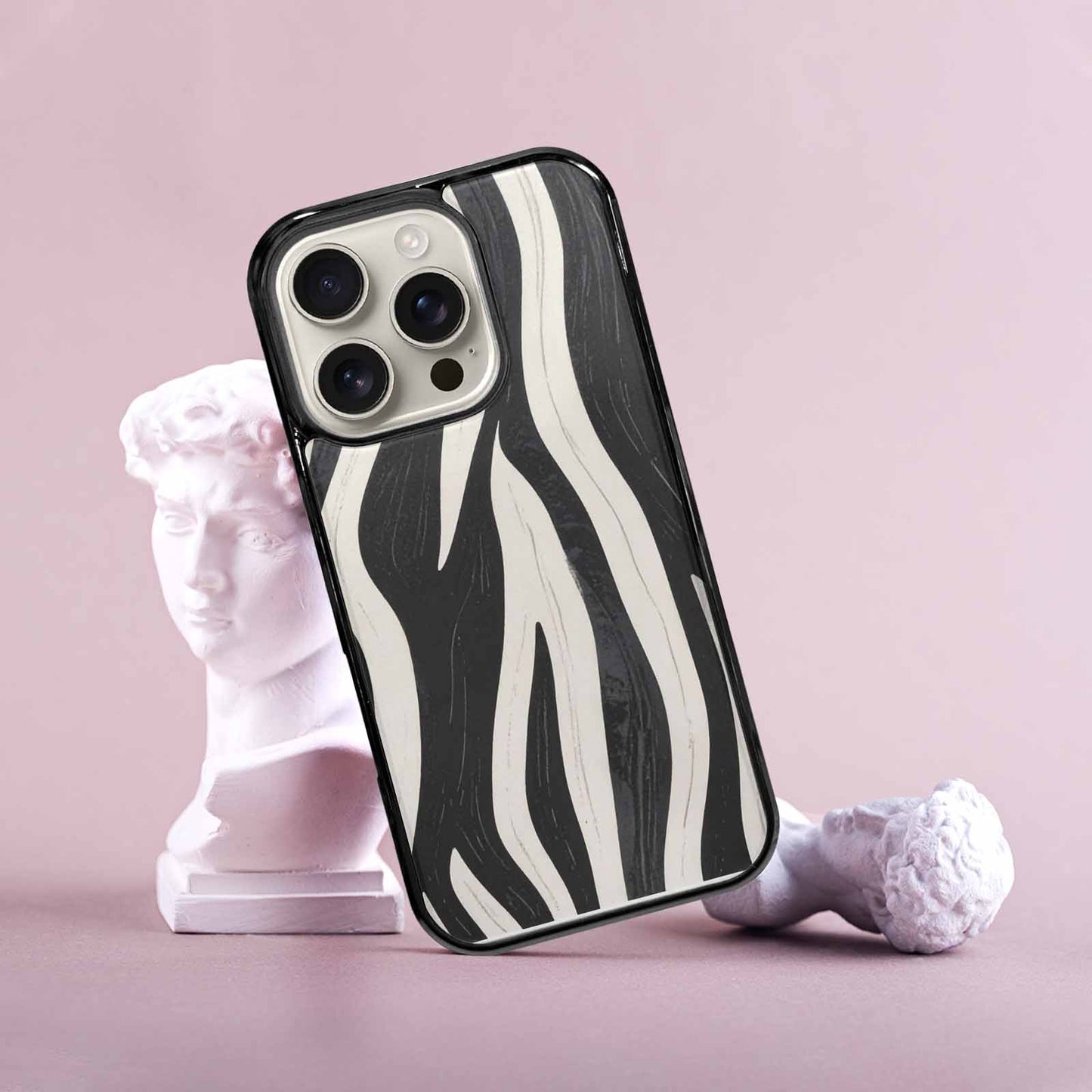 iPhone 16 Pro Case — Modern Zebra Stripe Print Crisp Black, Customized Protective Case