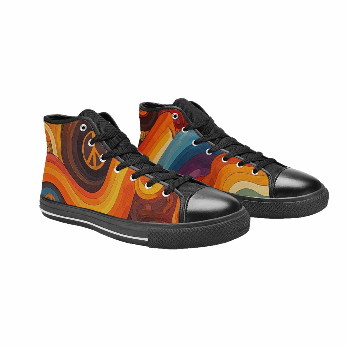 WOMEN'S Groovy 70S Peace High Top Canvas Cottagecore Shoes