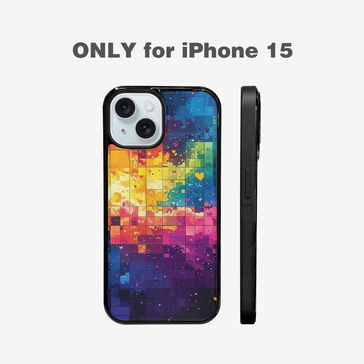 iPhone 15 Case — Pixel Art 8 Bit Burst Pattern, Custom Phone Case