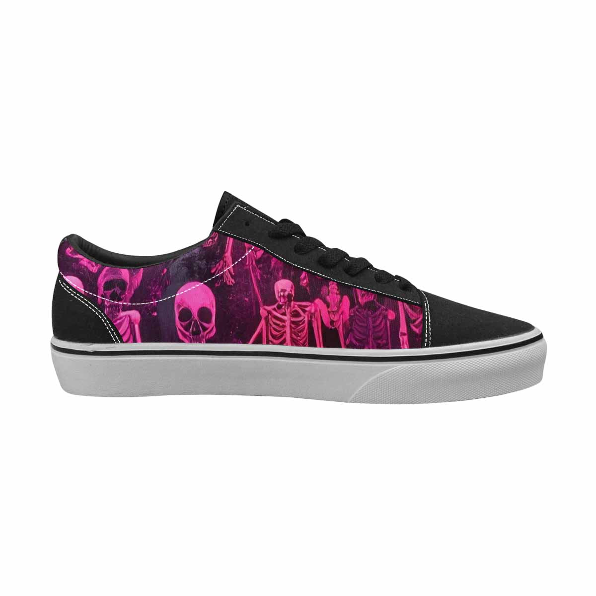 WOMEN'S Skeletons  Neon Pink Lace-Up Canvas Vibrant Chaos Custom Sneakers