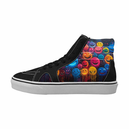 MEN'S Smiley Faces × Glow High Top Canvas Wallpaper Art Custom Sneakers