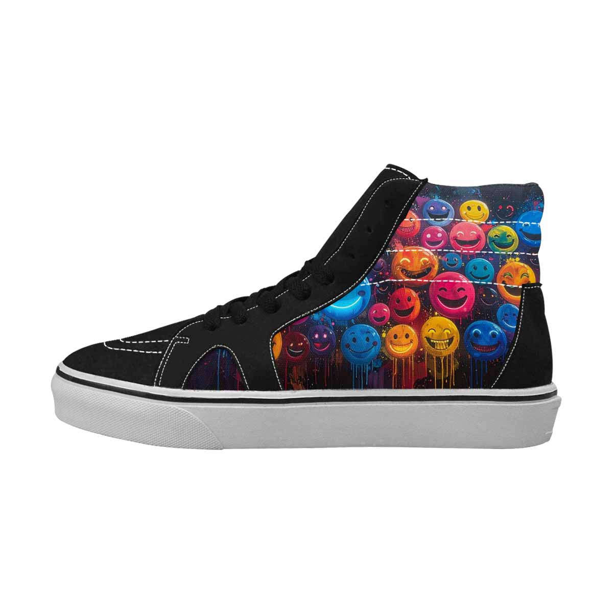 MEN'S Smiley Faces × Glow High Top Canvas Melting Art Custom Sneakers