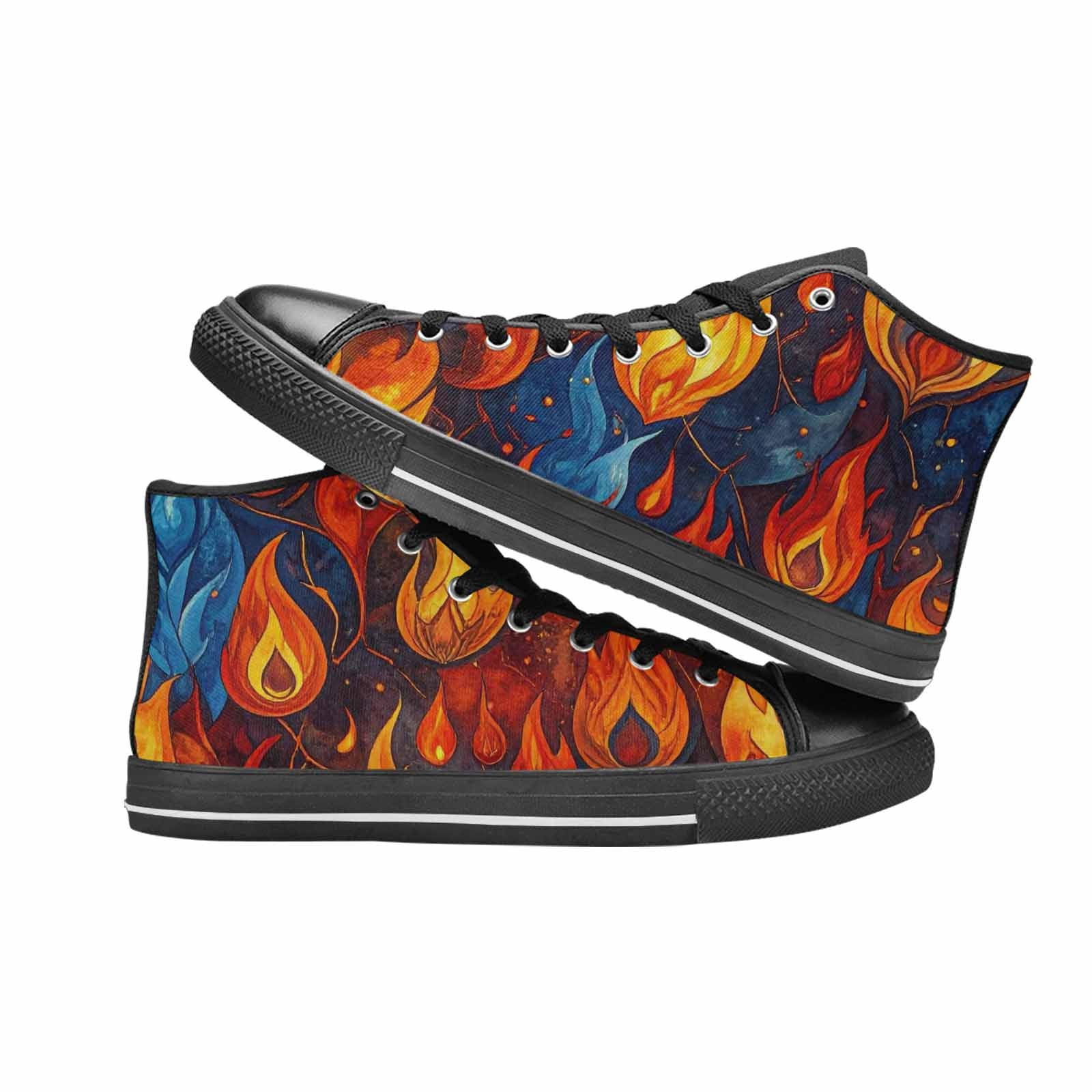 MEN'S Fire Flame High Top Canvas Cottagecore Custom Sneakers