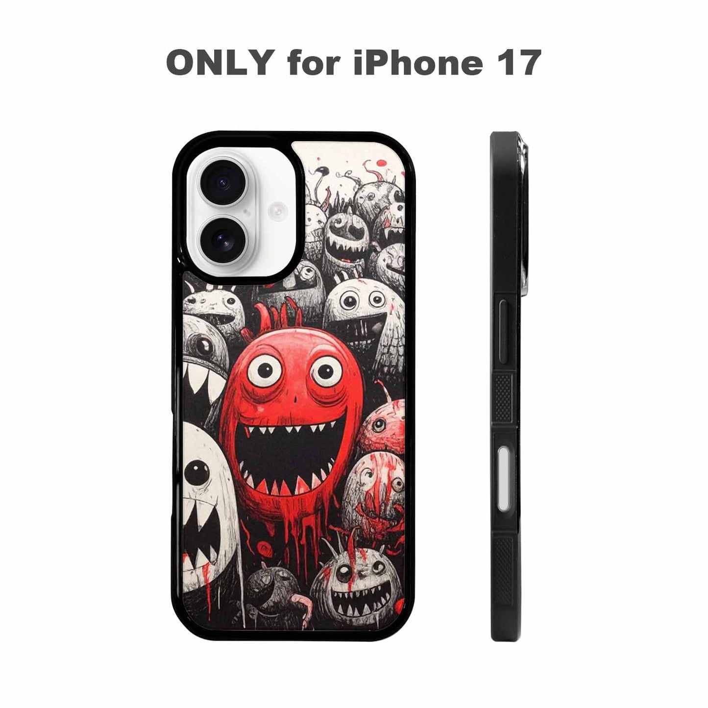 iPhone 17 Case — Black &amp; Red Ink Cartoon Cute, Custom Made Phone Cover