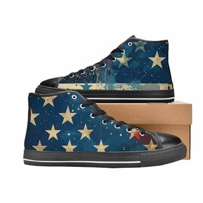 MEN'S American Flag Stars High Top Canvas Wallpaper Art Sneakers