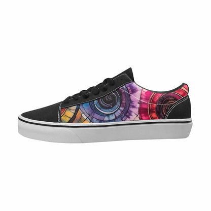 MEN'S Tie Dye Black & Pink Ink Canvas Custom Design Kaleidoscope Shoes
