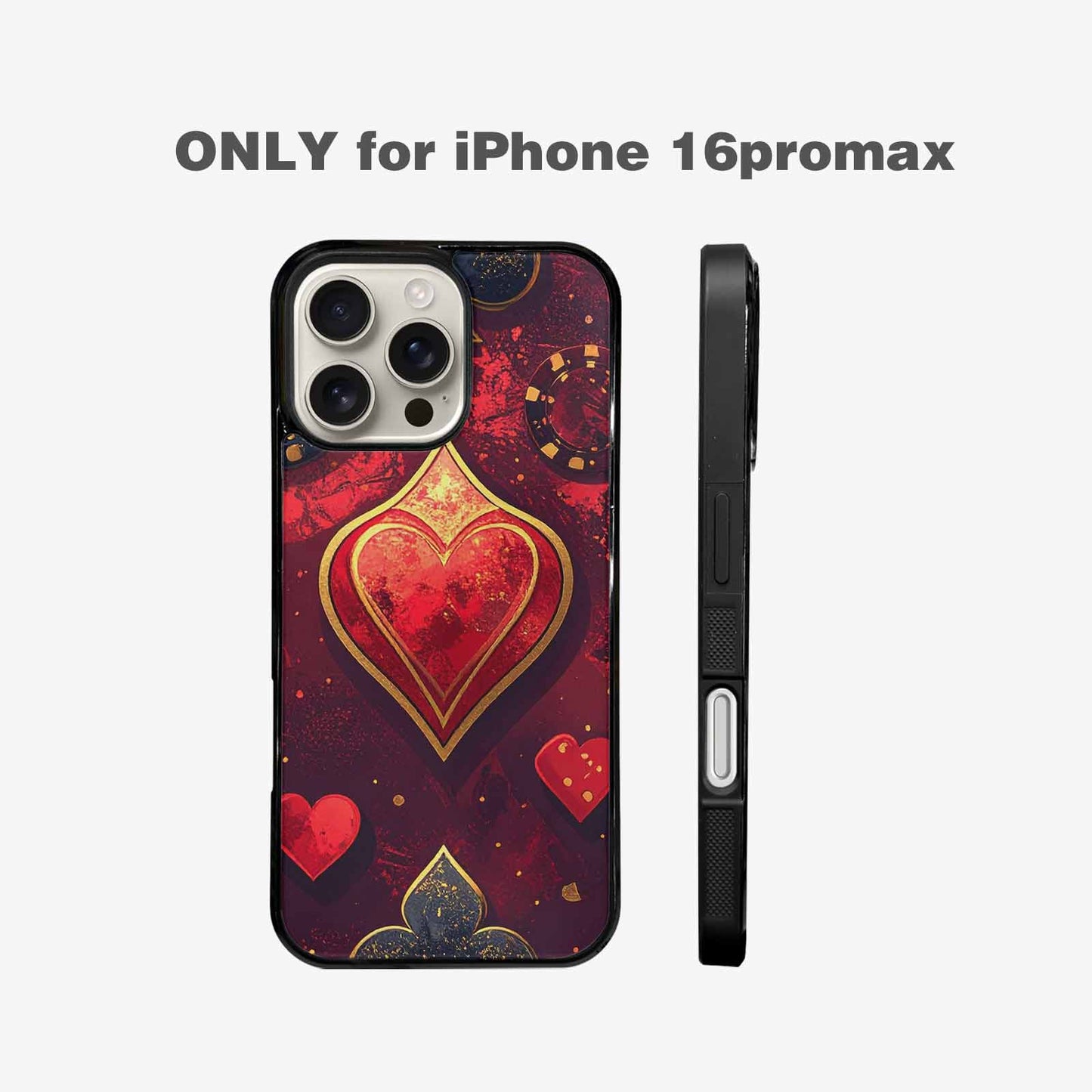 iPhone 16 Pro Max Case — Playing Card Suits Pattern Poker Chips, Custom Phone Case