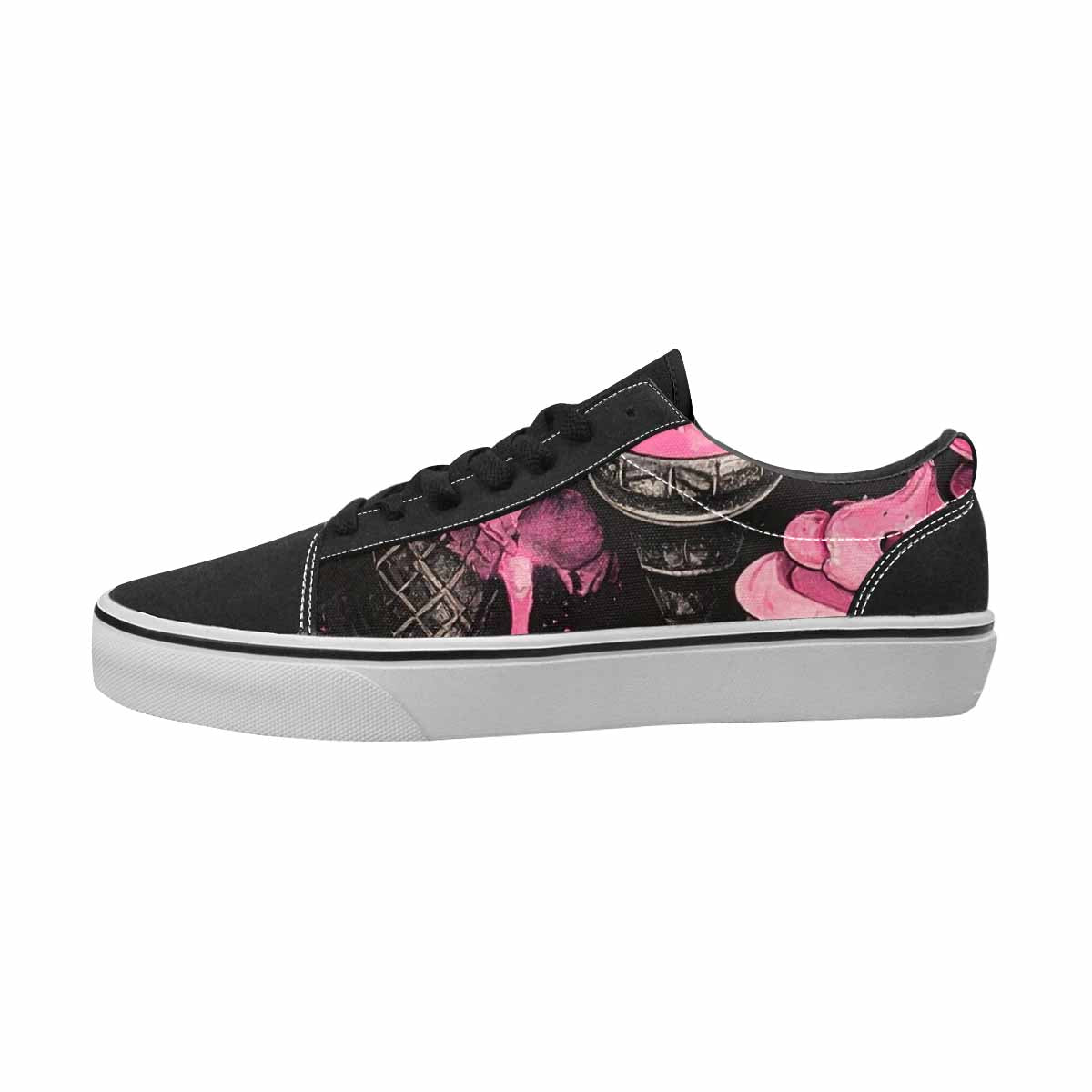 WOMEN'S Ice Cream Black & Pink Ink Canvas Custom Fashion Vibrant Chaos Custom Kicks