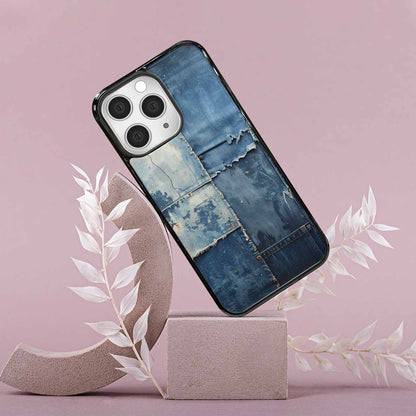 iPhone 15 Pro Max Case — Denim Distressed Textures Print Edge To, Custom Made Phone Cover