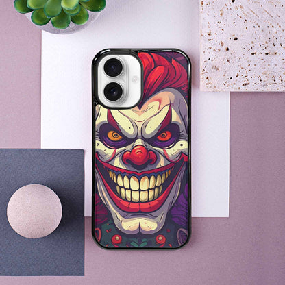 iPhone 16 Case — Evil Circus Heads Faces Overlapping Patterns, Custom Made Phone Cover