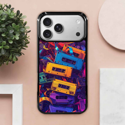 iPhone 17 Pro Max Case — Retro Cassette Tape Pattern Retro Vintage, Custom Printed Phone Case