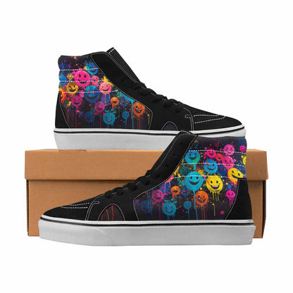 MEN'S Smiley Face High Top Canvas Wearable Art Wallpaper Art Sneakers