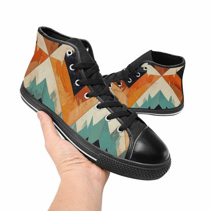 MEN'S Southwestern Geometric Diamond High Top Canvas Grunge Custom Shoes