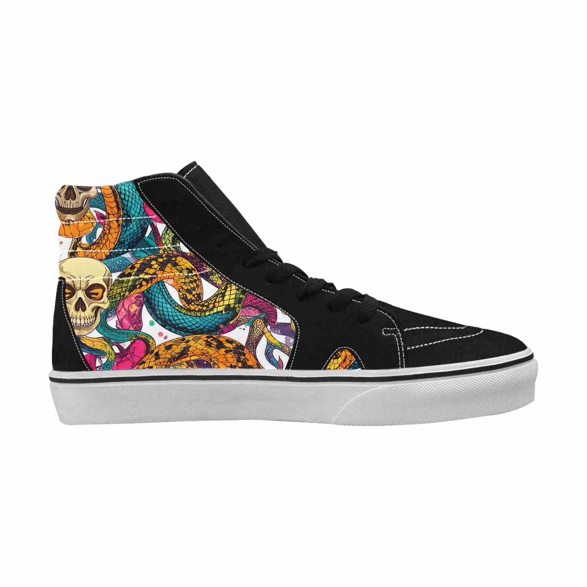 MEN'S Snake Print Skull High Top Canvas Wallpaper Art Shoes