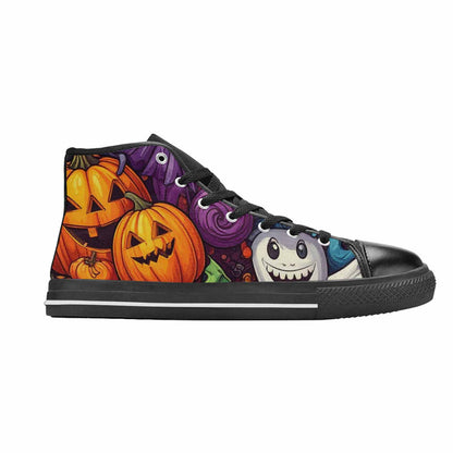 WOMEN'S Halloween Witches Ghouls High Top Canvas Neon Fantasy Custom Shoes