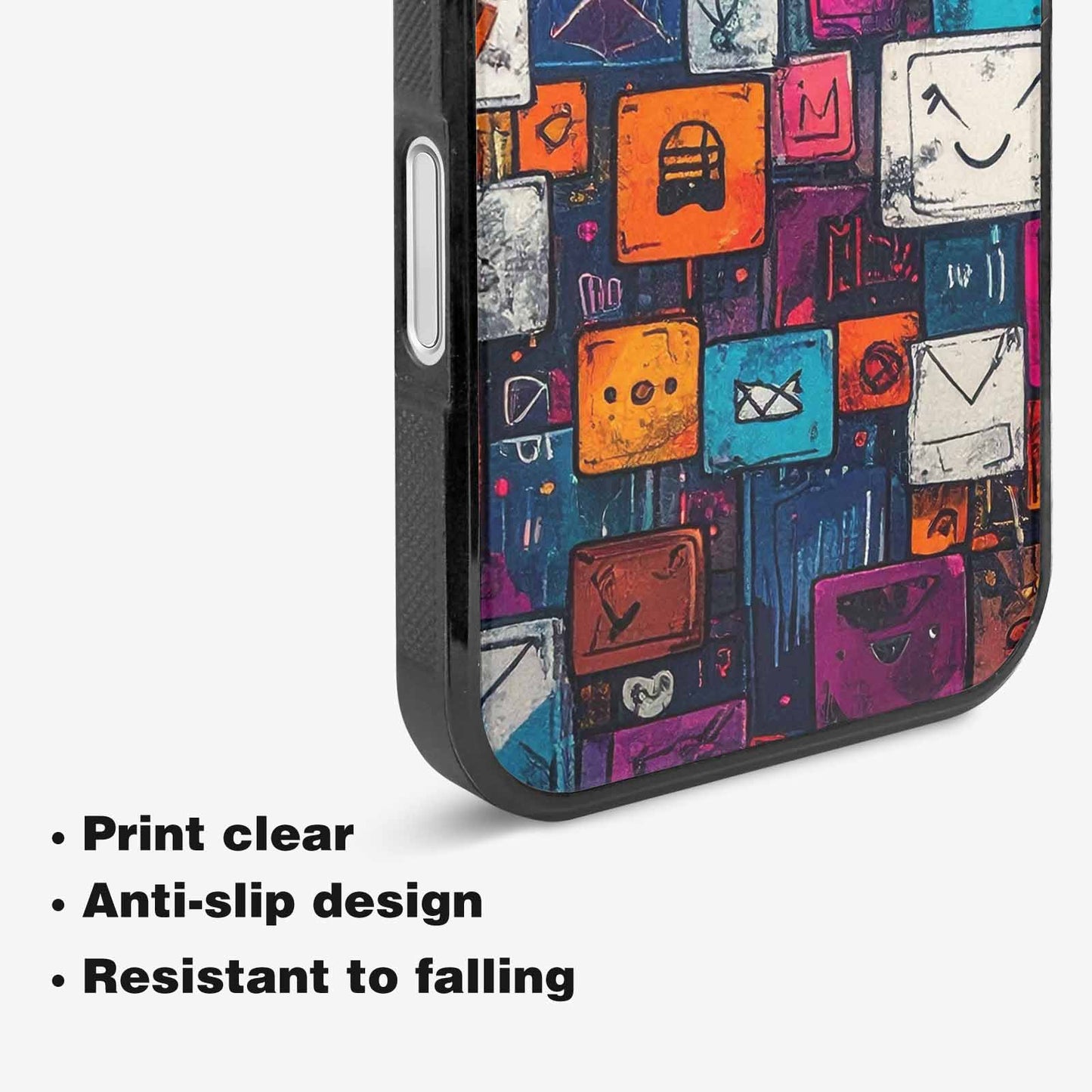 iPhone 16 Plus Case — Hand Drawn Icon Doodle Pattern Hundreds, Custom Printed Phone Case