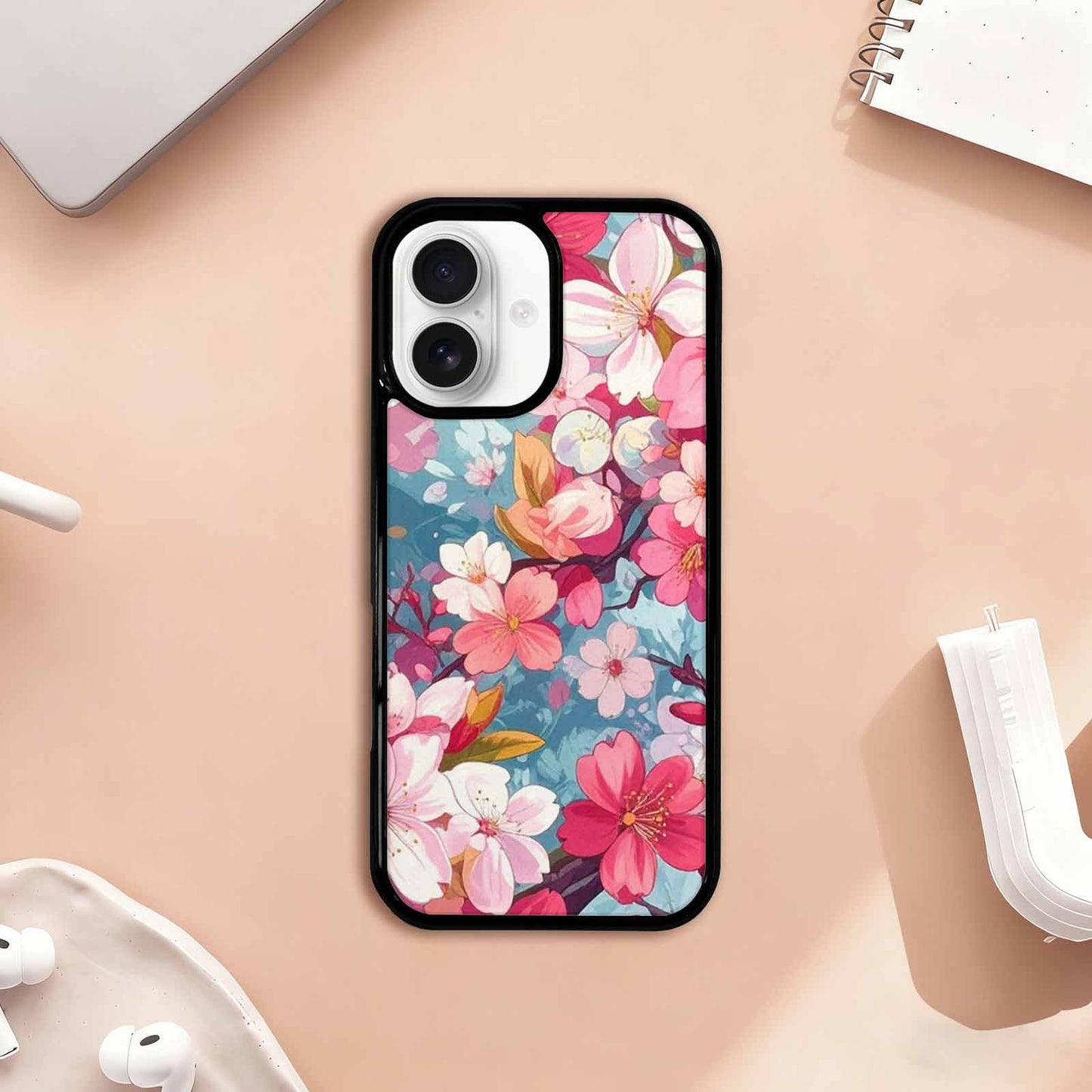 iPhone 17 Case — Cherry Blossom Branch Cherry Original Art, Custom Print Case Cover