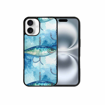 iPhone 16 Plus Case — Fishing Lure And Hook Pattern Seamless, Custom Made Phone Cover