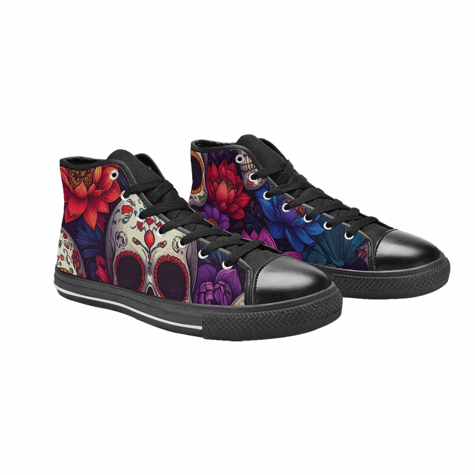 MEN'S Lotus Skulls High Top Canvas Neon Fantasy Shoes