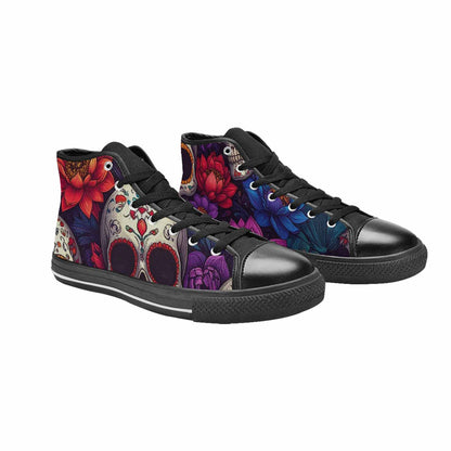 MEN'S Lotus Skulls High Top Canvas Neon Fantasy Shoes