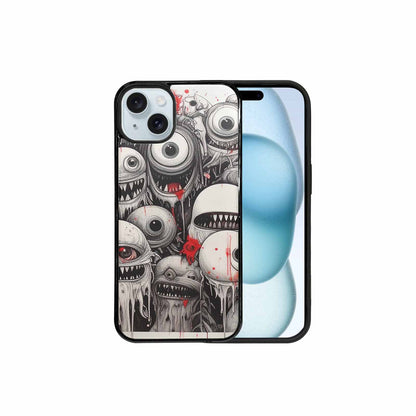 iPhone 15 Plus Case — Multi Eye Monster Black Red Ink, Custom Print Case Cover